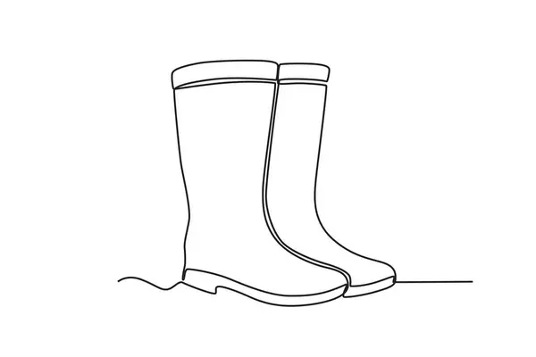 园艺用的靴子鞋类单行绘图 — 图库矢量图片