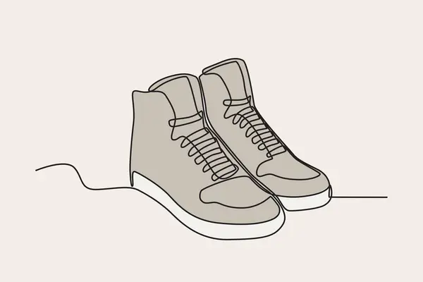 Ilustração Cores Par Sapatos Masculinos Desenho Uma Linha Calçado — Vetor de Stock