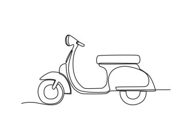 Bir Vespa motoru. Motosiklet tek satırlı çizim