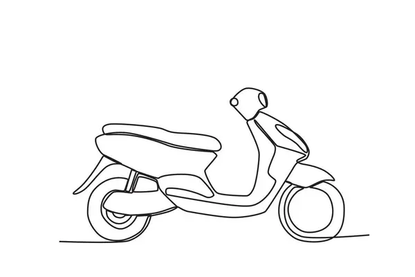 一个自动电机侧视图 电单车单线绘图 — 图库矢量图片