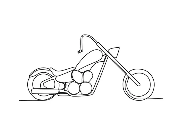 Een Motor Voor Toeren Motorfiets Met Één Lijn — Stockvector