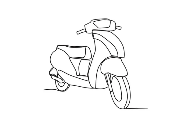 一辆老式摩托车 电单车单线绘图 — 图库矢量图片