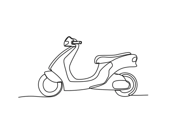 一辆轻便摩托车 电单车单线绘图 — 图库矢量图片