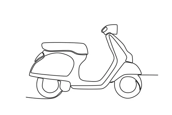 一辆摩托车站着 电单车单线绘图 — 图库矢量图片