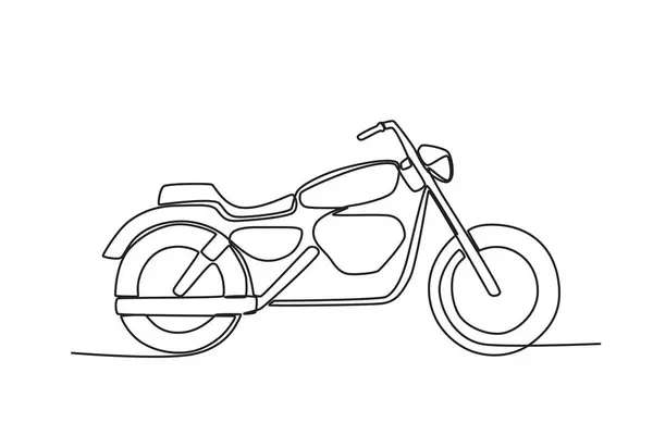 Una Moto Classica Disegno Una Riga Del Motociclo — Vettoriale Stock