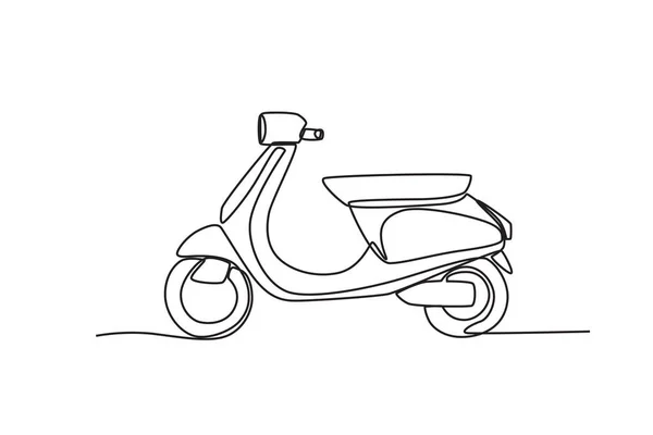 Veicolo Motore Due Ruote Disegno Una Riga Del Motociclo — Vettoriale Stock