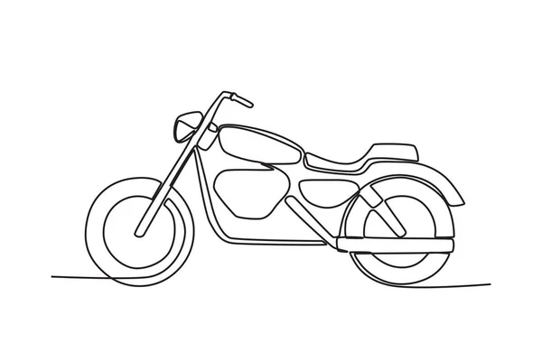一辆街头摩托车侧面的越野车 电单车单线绘图 — 图库矢量图片
