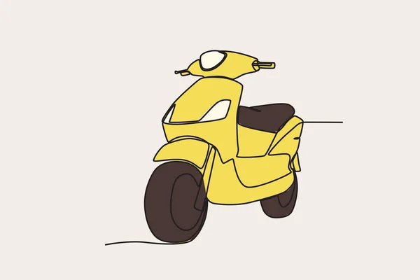 バイクのカラーイラスト オートバイのワンラインデッサン — ストックベクタ