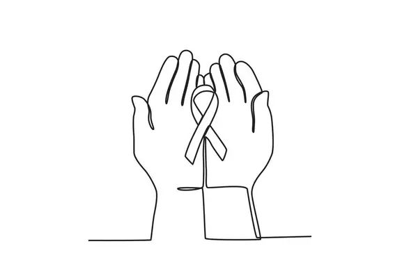 Ένα Χέρι Που Κρατάει Την Κορδέλα Του Συμβόλου Του Aids — Διανυσματικό Αρχείο