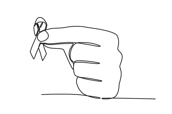 エイズリボンを指している手 世界エイズデーワンライン図 — ストックベクタ