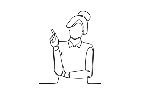 一位女商人竖起了大拇指 Dia Mujer Emprendedora单行绘图 — 图库矢量图片