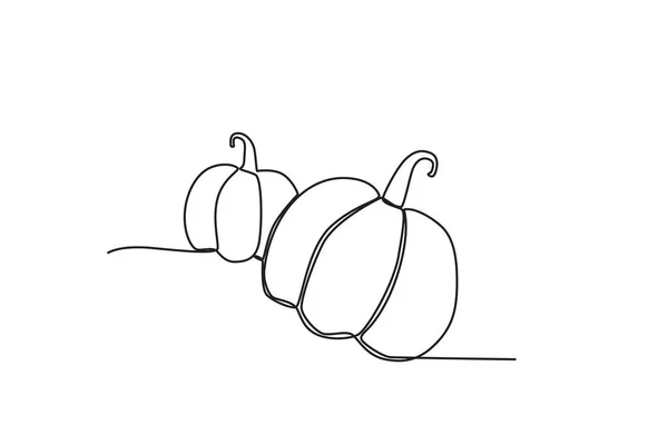 感謝祭の日のための2つのカボチャ 感謝祭のワンライン図面 — ストックベクタ