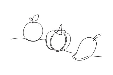 Vejetaryenler için diyet menüsü. Dünya vegan günü tek satırlık çizim