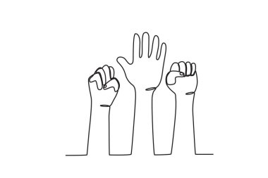 Barışsever eller. İnsan hakları günü tek satırlık çizim