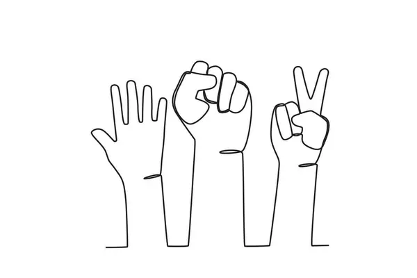Kéz Egyenlőség Szimbóluma Emberi Jogi Nap Egysoros Rajz — Stock Vector