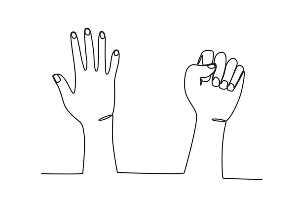 Дві Руки Голосують Свободу День Прав Людини Однорядковий Малюнок — стоковий вектор