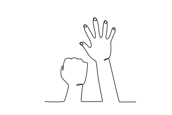 举手为正义而战 人权日单行线绘图 — 图库矢量图片