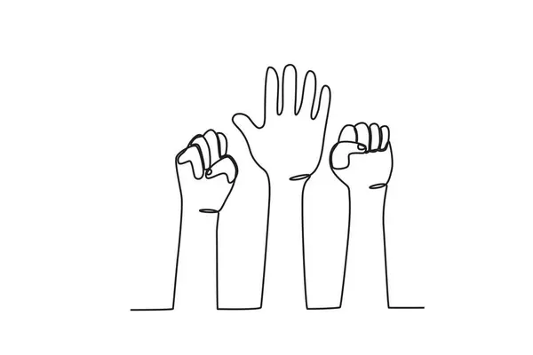 Руки Люблять Мир День Прав Людини Однорядковий Малюнок — стоковий вектор