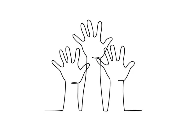 Человеческие Руки Подняты Рисунок День Прав Человека — стоковый вектор