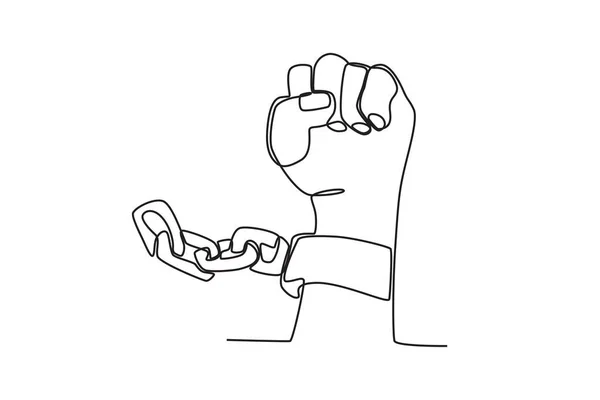 Hand Fighting Freedom Human Rights Day One Line Drawing — Stock Vector