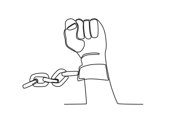 手錠を握った拳 人権デーワンライン図面 — ストックベクタ