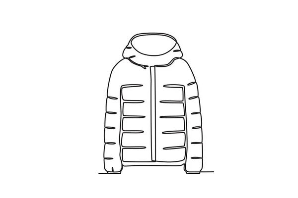 Thick Jacket Winter Winter One Line Drawing — Stock Vector
