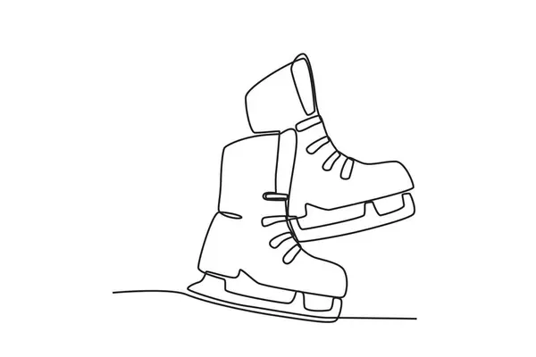 Une Chaussure Pour Patiner Sur Glace Dessin Hiver Une Ligne — Image vectorielle