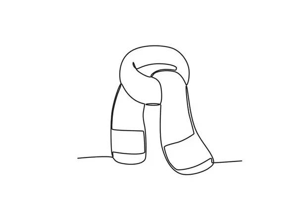 一条围巾 用来暖和雪地上的脖子 冬季单行绘图 — 图库矢量图片