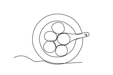 Geleneksel Tayvan yemeklerinin en iyi manzarası. Dongzhi festivali tek satırlık çizim