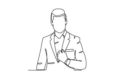 Smokin giyen zarif bir adam var. Smokin tek sıra çizimi