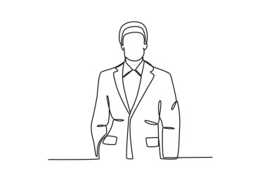 Lüks bir smokin giyen bir adam. Smokin tek sıra çizimi