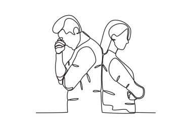 Bir çiftin başı belaya girer. Ayrılık tek satırlık çizim