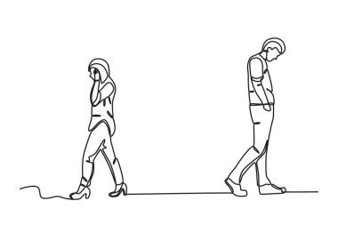 Sevgililer ilişkilerle hayal kırıklığına uğrarlar. Ayrılık tek satırlık çizim