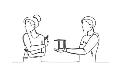 Bir kadın erkek arkadaşını görmezden gelir. İlişki sorunu tek satırlık çizim