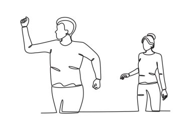 Kızgın bir adam ortağını terk eder. İlişki sorunu tek satırlık çizim