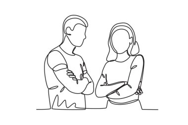 Birbirine somurtan bir çift. İlişki sorunu tek satırlık çizim