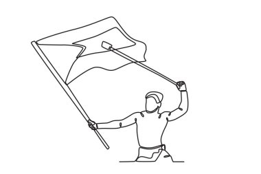 Filistin bağımsızlığı için savaşan bir adam. Filistin tek satırlık çizim