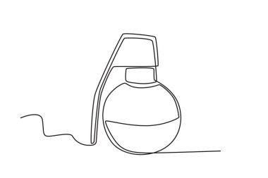 Bir el bombası savaş silahı. Savaş tek satırlı çizim