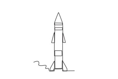 Savaş için bir roket. Savaş tek satırlı çizim