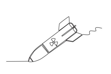 Yıkıcı bir nükleer roket. Nükleer silah tek çizgi çiziyor.