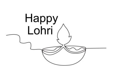 Lohri kutlaması için küçük bir ateş. Lohri tek satır çizimi