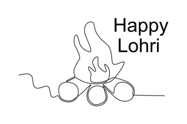 Mutlu Lohri festivalleri. Lohri tek satır çizimi
