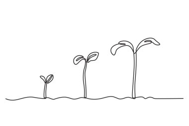 Bir ağacın büyümesi. Dünya Çevre Eğitimi Günü tek satırlık çizim