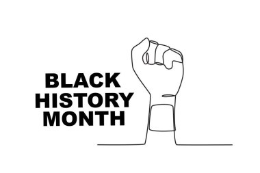 Heyecanla sıkılmış bir yumruk. Siyah tarih ayı bir satır çizimi