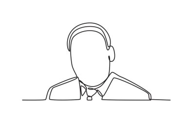 Takım elbiseli bir Afrikalı. Siyah tarih ayı bir satır çizimi