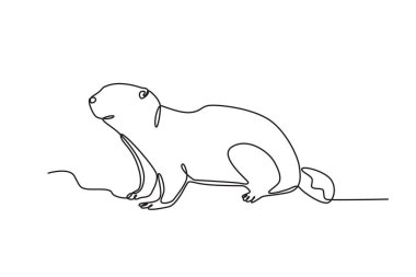 Bir dağ sıçanı yukarı baktı. Köstebek Günü tek satır çizimi