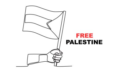 Filistin özgürlüğünün bayrağı. Filistin dayanışması tek satırlık çizim