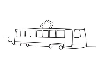 Modern bir ulaşım aracı. Tramvay çizimi