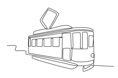Bir toplu taşıma aracı. Tramvay çizimi