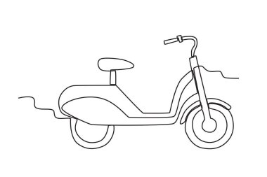 Elektrikli bisiklet manzarası. Elektrikli bisiklet tek satırlık çizim